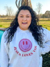 Load image into Gallery viewer, Smiley Jesus Loves You Sweatshirt
